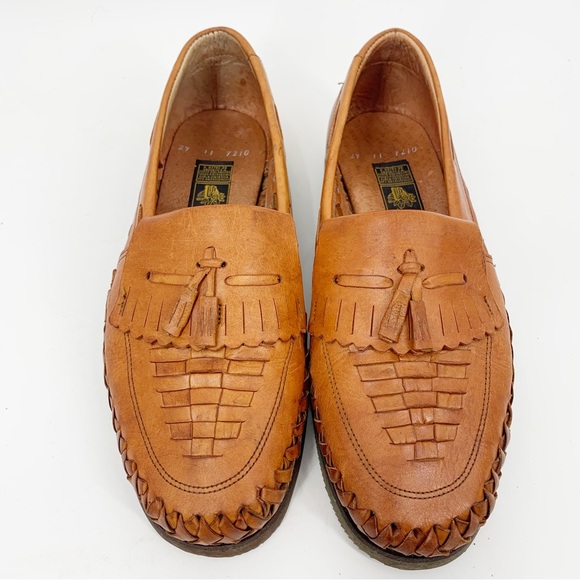 Aztec Made in Mexico Woven Leather Loafer with Tassels. Mens size 11 - Picture 2 of 6